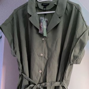 Frank & Oak Linen midi commuter dress